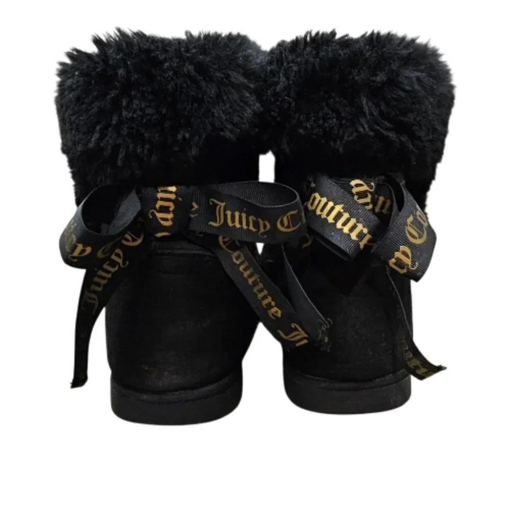 Juicy Couture King 2 Faux Suede Cozy Warn Slip On Black Winter Ankle Boots